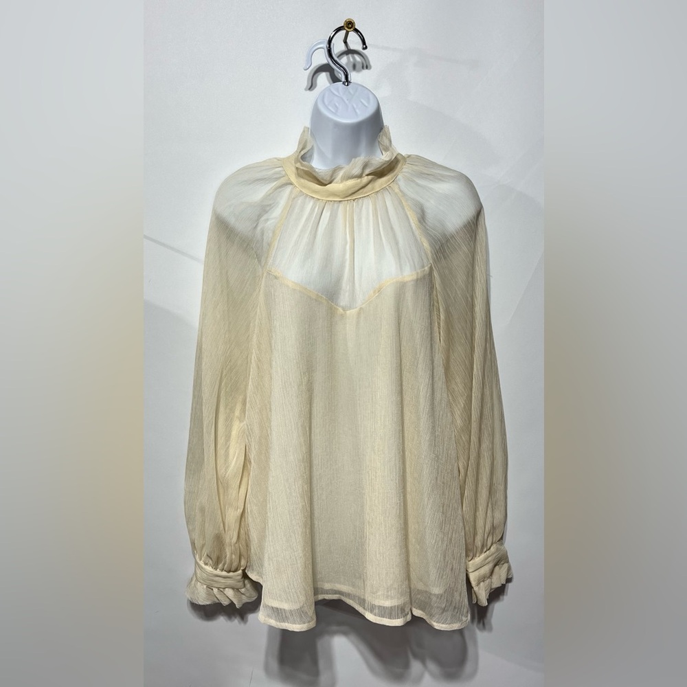 BLU Pepper Women’s Cream Blouse Size Large New With Tags - Picture 4 of 11